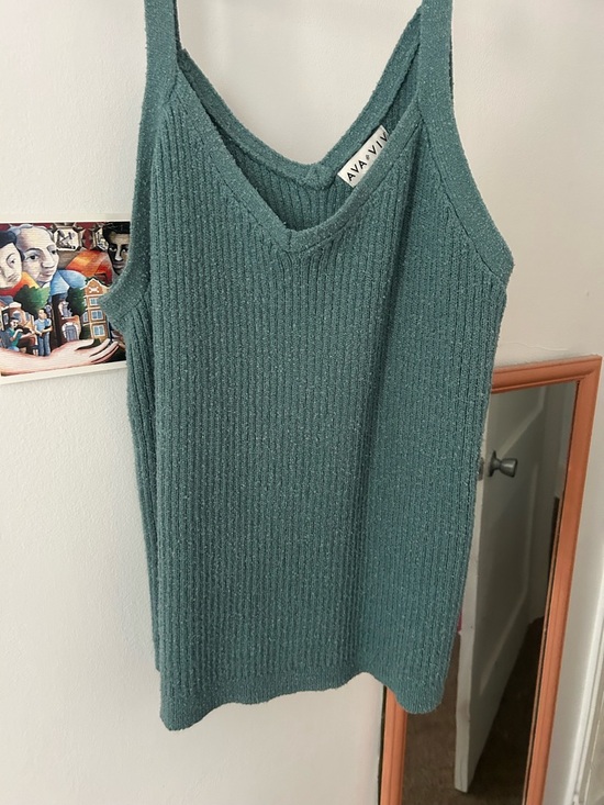 Ava & Viv Tops - Ava & Viv Seafoam Ribbed V-Neck Tank